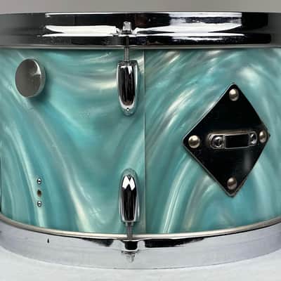Gretsch 20/12/14/5.5x14" Progressive Jazz 60's Round Badge Drum Set - Aqua Satin Flame image 17