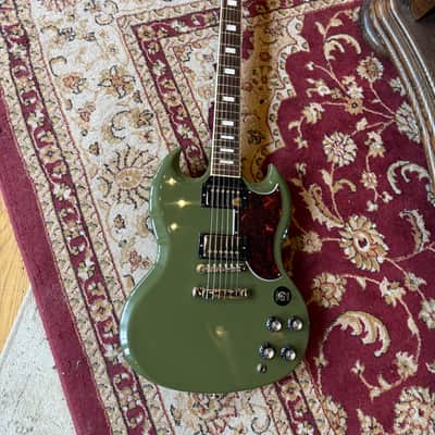 Gibson CME Exclusive SG Standard with T-Type Pickups, Tortoise Pickguard 2018 - Olive Drab image 2