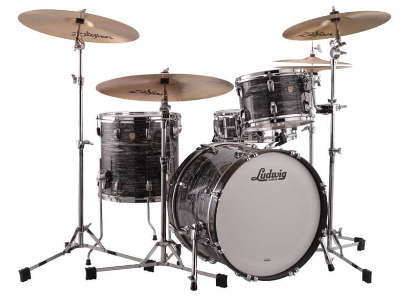 Ludwig Classic Maple Downbeat 3-pc Shell Pack w/20" Kick - Vintage Black Oyster image 1