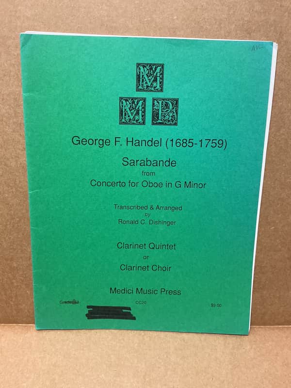 George F. Handel Sarabande from Concerto for Oboe in G Minor Clarinet Quintet CC20 image 1