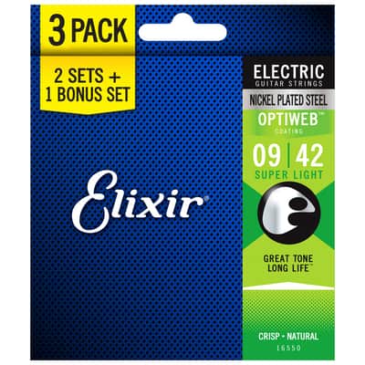 Elixir OPTIWEB Nickel Electric BONUS — 3-Pack 16550 Super Light 9-42 (19002) image 2