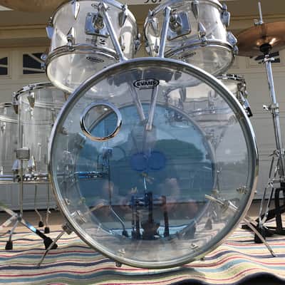 7 piece Vintage Zickos Clear Acrylic Drum Set  w/ matching Snare image 3