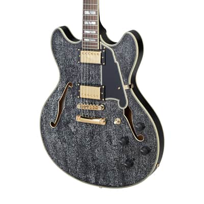 D'Angelico Excel DC Semi-Hollow Electric Guitar Black Dog w/ Gig Bag image 3