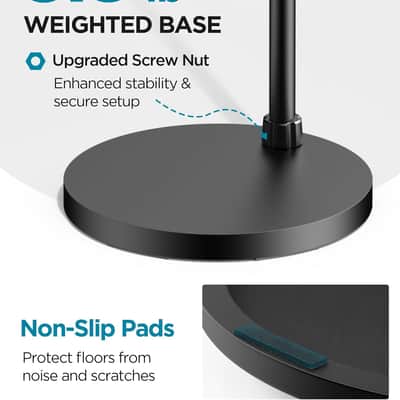 Mic Stand, Max Height 82.28" Microphone Stand Floor Detachable Boom Mic Arm Stands with Weighted Base for Blue Yeti HyperX QuadCast Shure SM58 Samson Q2U Fifine K669B Singing Stage image 5