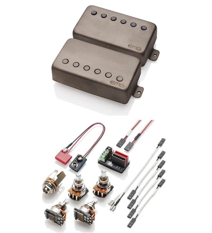 EMG F JH SET JAMES HETFIELD SANDBLASTED SET 52mm FLOYD ROSE SPACED SHORT SHAFT POTS  & WIRING image 1
