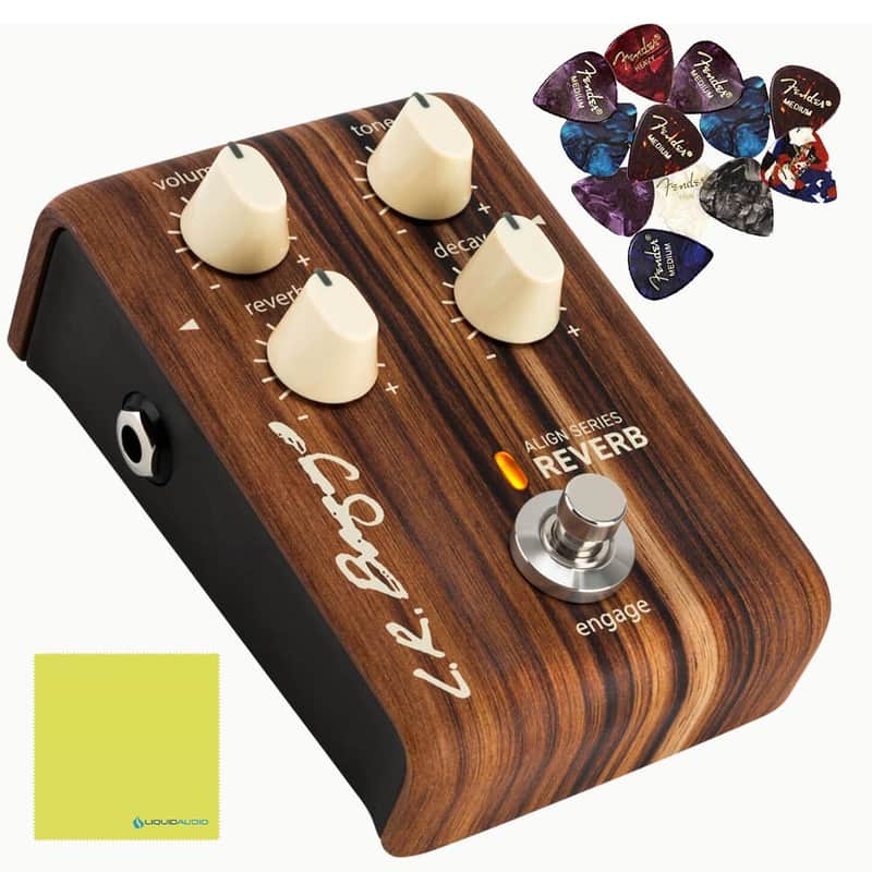 LR Baggs Align Series Reverb Acoustic Guitar Effects Pedal Bundle w/ 12x Picks and Liquid Audio Polishing Cloth image 1