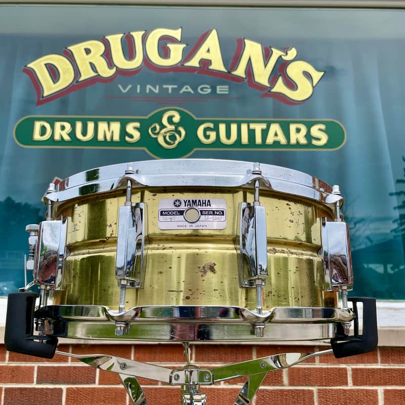 1980s Yamaha SD495 5.5x14 Brass Snare Drum 10-Lug image 1
