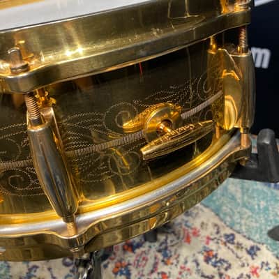 Gretsch Holy Grail 1960s Gold Engraved, Round Badge 14x5" Snare Drum. Excellent!! image 9