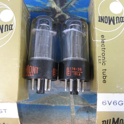 Pr Vintage GE 6V6GT Power Tubes,Relabeled Dumont, Test Strong/Balanced, 1960s, USA, , Ex Sound 1960 Smoked glass image 1