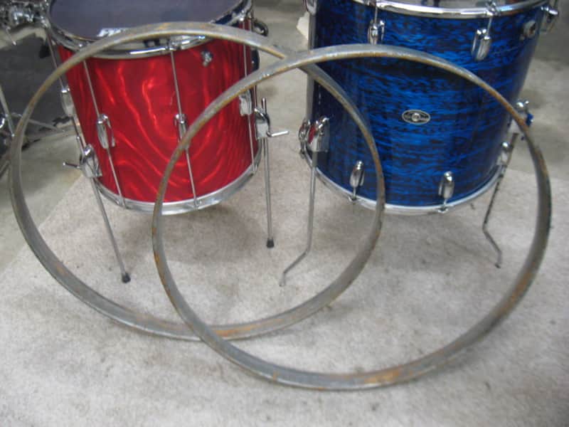 Slingerland/Ludwig?? 2 - 25 1/2" maple bass drum hoops 1920's silver/refin   (321) Bild 1