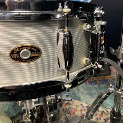 Slingerland - 5x14" No. 140, 10-Lug Aluminum Snare Drum with Rapid Strainer 1970s - Ribbed Aluminum. Engraved Hoops! image 4