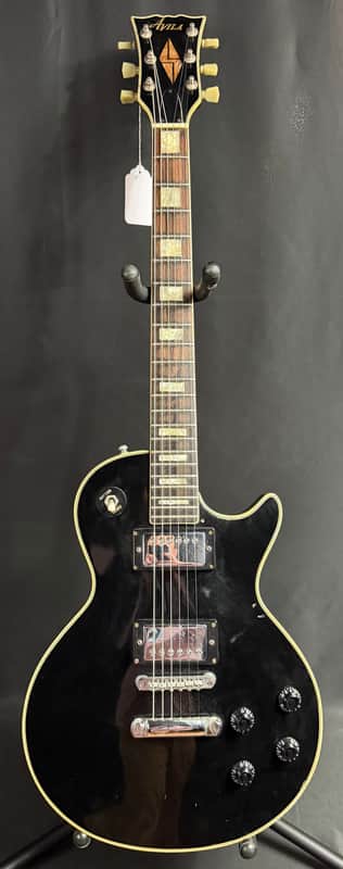 Vintage 1970's Avila LP Custom-Style Electric Guitar Gloss Black MIJ image 1