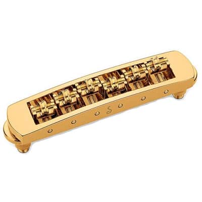 Schaller Germany STM Roller Bridge for Les Paul Guitar, GOLD w/ Brass Saddles