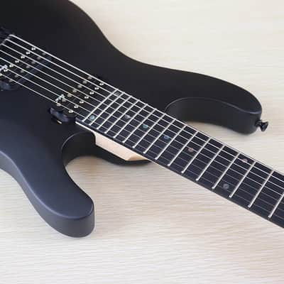 Matte Black Custom 7 String Electric Guitar, Okoume Body, Maple Neck image 3