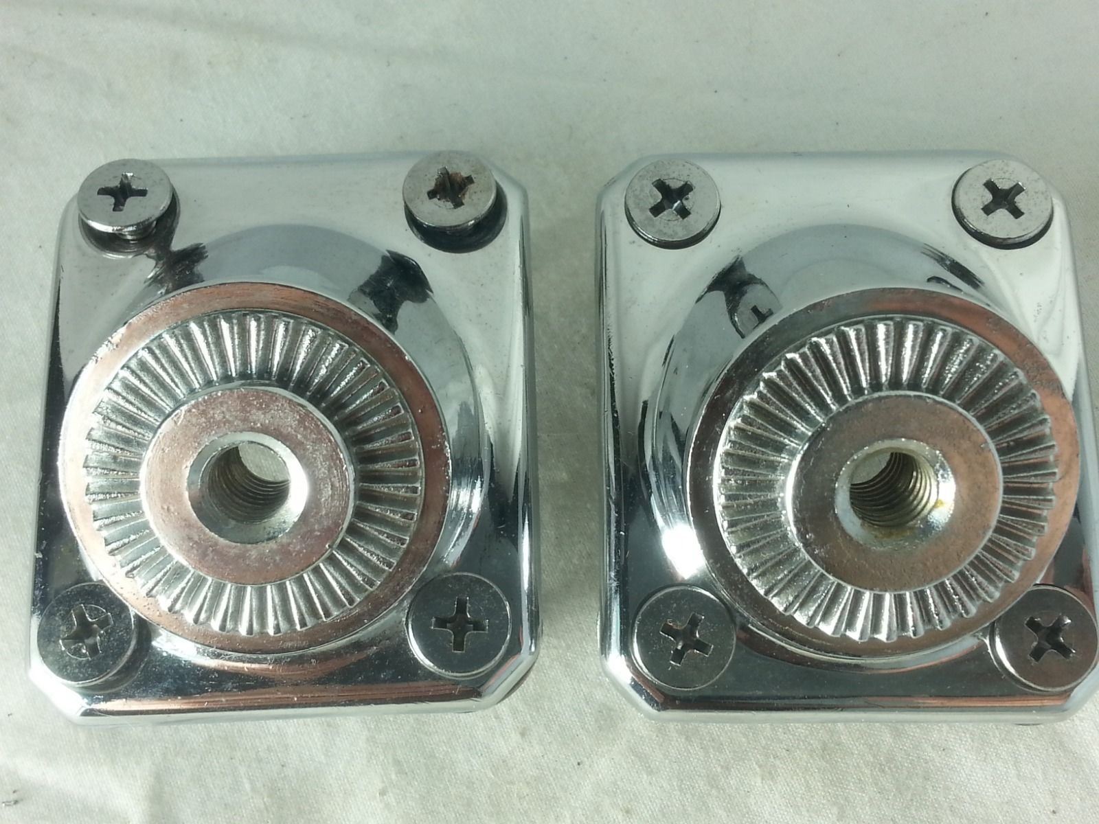 Premier Bass Drum Spur Holder Mounts Set 2x Chrome Vintage 80s 1 3/8" x 1 3/4"* — main photograph