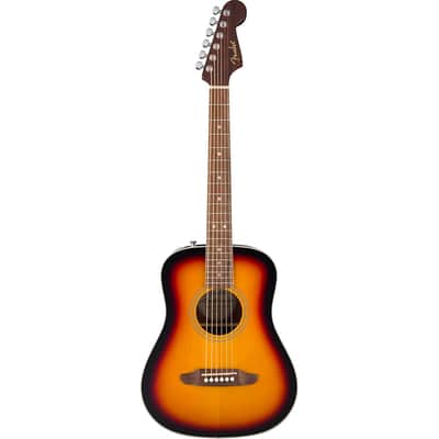 Fender California Standard Redondo Mini with Bag Spruce Sunburst Bundle with Fender Celluloid Guitar Picks, Color Medley Medium 12-Pack, Fender Logo Guitar Strap 2in Logo, Fender Original Tuner Black image 2