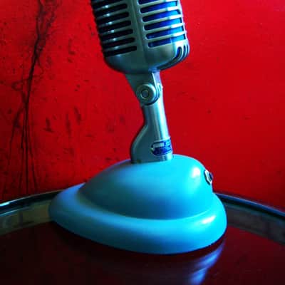 Vintage 1959 Shure 55S Unidyne dynamic cardioid Microphone w S-36 desk stand Elvis 55 55SW Super 55 image 5