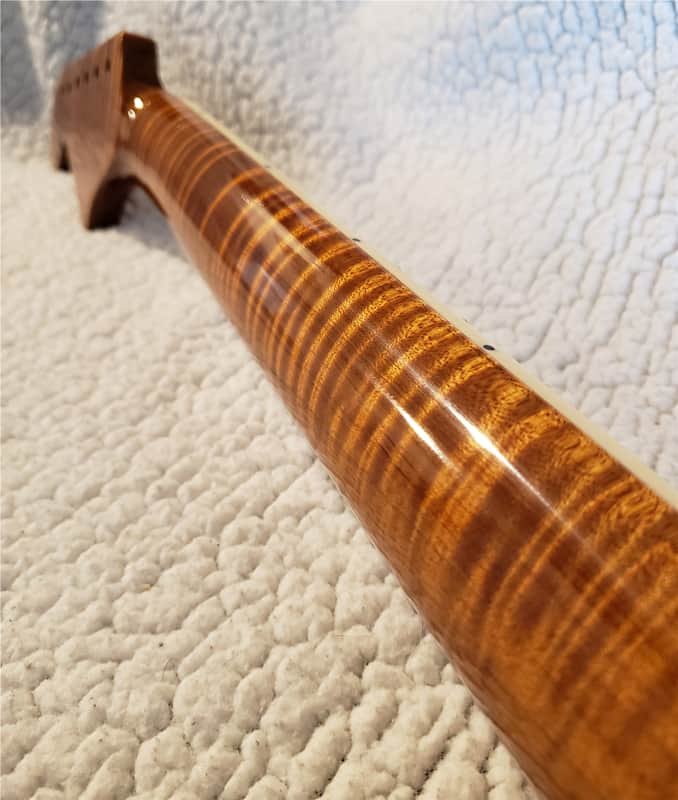 Beautiful USA Roasted, bound 5A flame maple neck.Hidden fret tangs.Rounded edges", Made for a Jazzmaster or Strat body # FJM-12 -You never felt frets like this. image 1