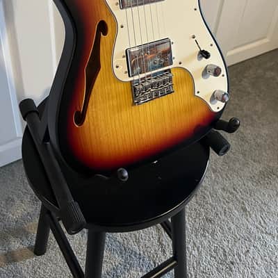 Warmoth Fender Telecaster Thinline Deluxe CuNiFe HH 2022 - Satin 3 Tone Sunburst image 3