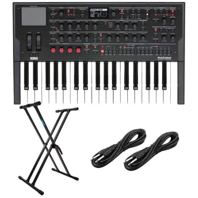 Korg Modwave Wavetable Synthesizer, Keyboard Stand, (2) 1/4 Cables Bundle