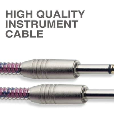 20' Vintage Tweed Pink Cloth Covered Guitar Amp Cable Cord Stagg SGC6VT PK image 1