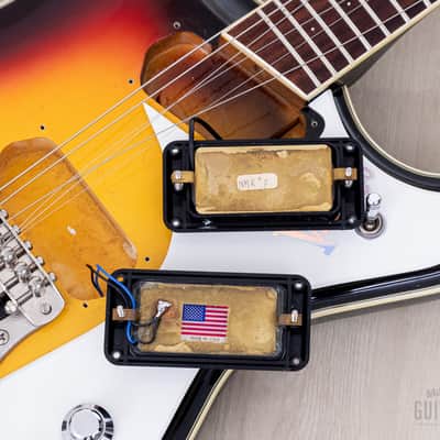 1990s Mosrite Ventures Model '63 Vintage Reissue Sidejack Sunburst w/ Vibramute & Case image 18