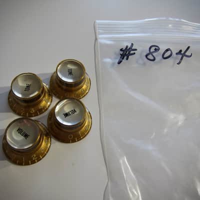 Gibson Control Knobs Set Of (4) Volume & Tone Authentic Vintage Part Circa-1960-Gold Plastic image 2