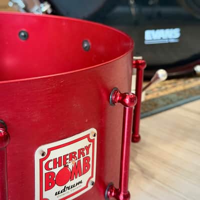 USED - Udrum Cherry Bomb 14"x6.5 Snare Drum, Red 3mm Aluminum [SKU 862411V] image 3