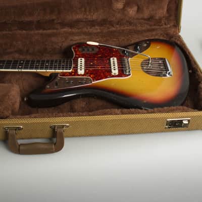 Fender  Jaguar Solid Body Electric Guitar (1965), ser. #105620, tweed hard shell case. image 12