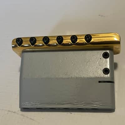 2004 Era Fender USA American Deluxe Stratocaster 2 Post Gold Tremolo Bridge & Arm image 6