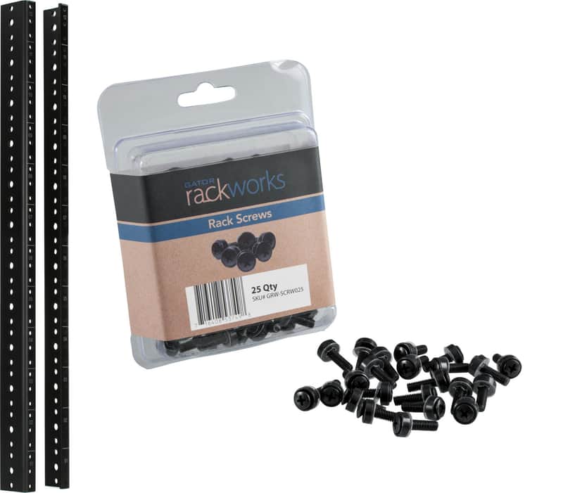 Gator GRW-RACKRAIL-12U Rack Rails - 12U Pair Bundle with Gator GRW-SCRW025 Rack Screws (25-pack) image 1