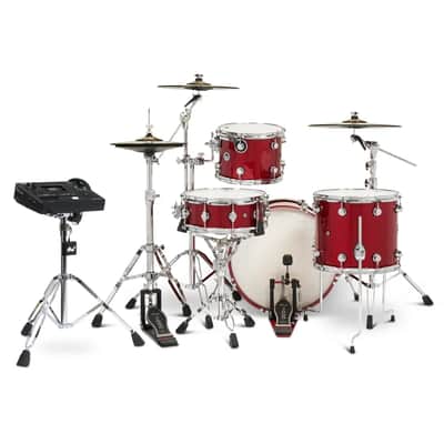 FREE TOM REBATE! - DW DWe 4pc Complete Electronic/Acoustic Drum Set w/Roland V51 Black Cherry Metallic image 3