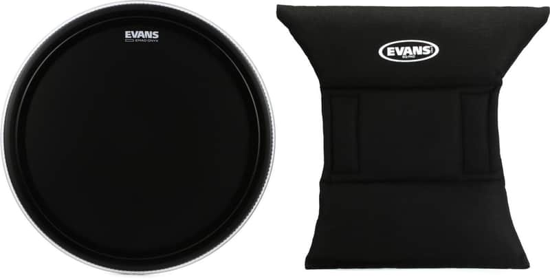 Evans EMAD Onyx Series Bass Drumhead - 24 inch + Evans EQ Pad Bass Drum Muffler Bundle image 1