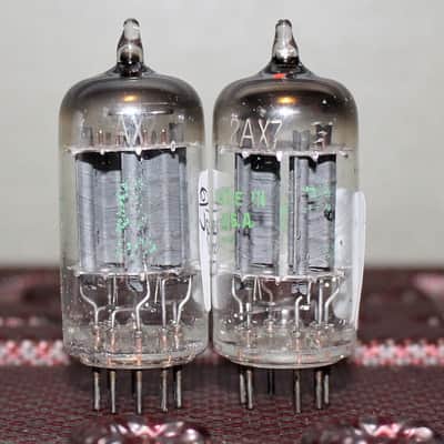 SYLVANIA 12AX7 ECC83 PERFECT MATCH PAIR 1ST VERSION LONG PLATE D GETTER COPPER GRID POSTS TEST NOS++ VINTAGE 1959 image 2