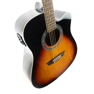 Washburn WA90CEVSB Dreadnought acoustic electric guitar, vintage sunburst image 4