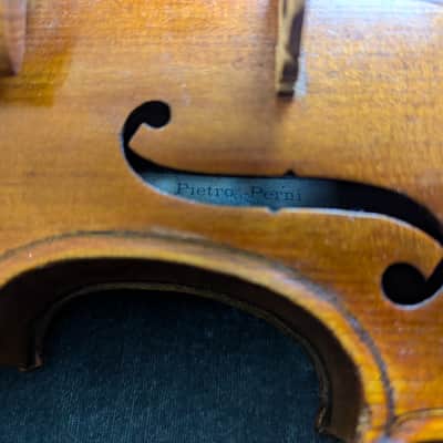 Revived Old 4/4 Bench-Made Violin Labeled Pietro Perni 1892, Vintage Roman Labeled Fiddle Outfit w/ Holstein Pernambuco Bow and Antique Case image 10