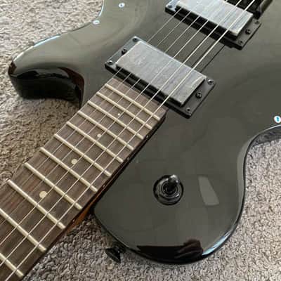 LAG Glossy Black HH Electric Guitar, Solid Mahogany Body, Mahogany Neck, Rosewood Fretboard image 7