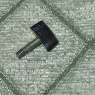 ONE used genuine Boss thumb screw (black hard plastic head) 1990s -2010s - HEAD: Black hard plastic- Top Side has light surface cloudiness, outer sides are ribbed - have some tiny nicks /  threaded shaft is silver color metal (but has discoloration) image 2