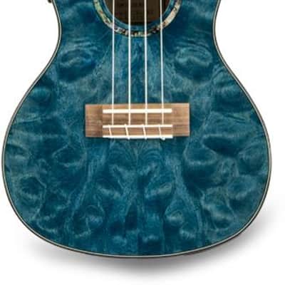 Lanikai QM-BLCEC Acoustic/Electric Concert Ukulele with Soft Case (Quilted Blue Stain) image 5