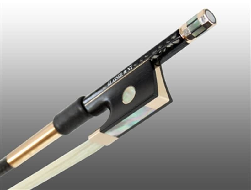 Glasser Violin Bow Braided Carbon Fiber Round, Fully Lined Ebony Frog, 585 Gold Grip & Tip 4/4 size image 1