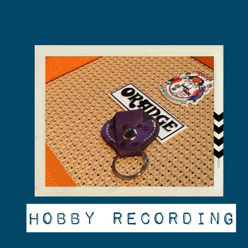 Double B Handmade Guitar Pick Holder Key Chain  Dark Purple Ostrich image 1