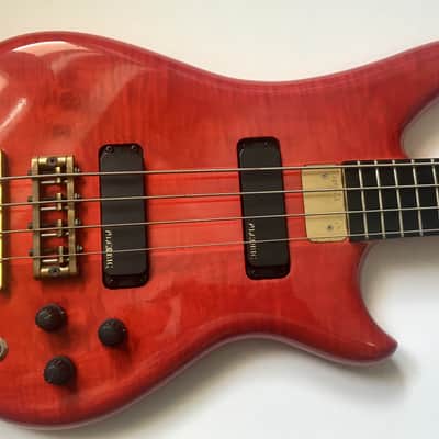 Alembic Essence 4-String 1991 Flame Maple / Trans Red image 5