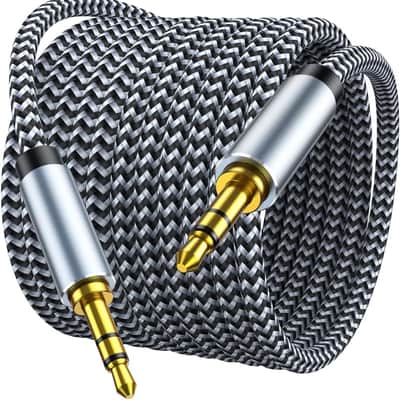 AUX Cord 10ft - 3.5mm Auxiliary Audio Cable AUX Cable Nylon Braided Male to Male 3.5mm Audio Cable Compatible for Headphones, iPods, iPhones, iPads, Home/Car Stereos and More image 1