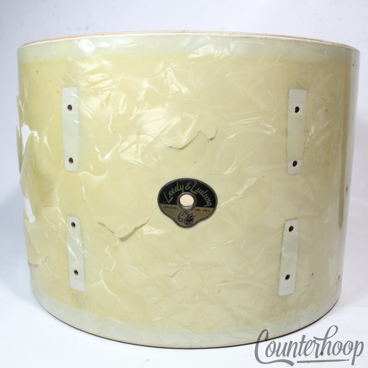 Leedy&Ludwig 9x13"White Marine Pearl Vintage'54 Tom Drum Shell 3Ply Maple WMP 50 — main photograph