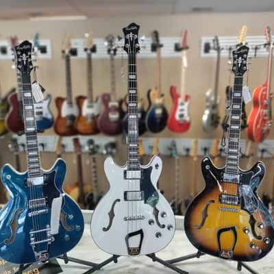 Hagstrom Viking Bass VIKB Simi-Hollow ArchTop  2022 White Gloss image 24