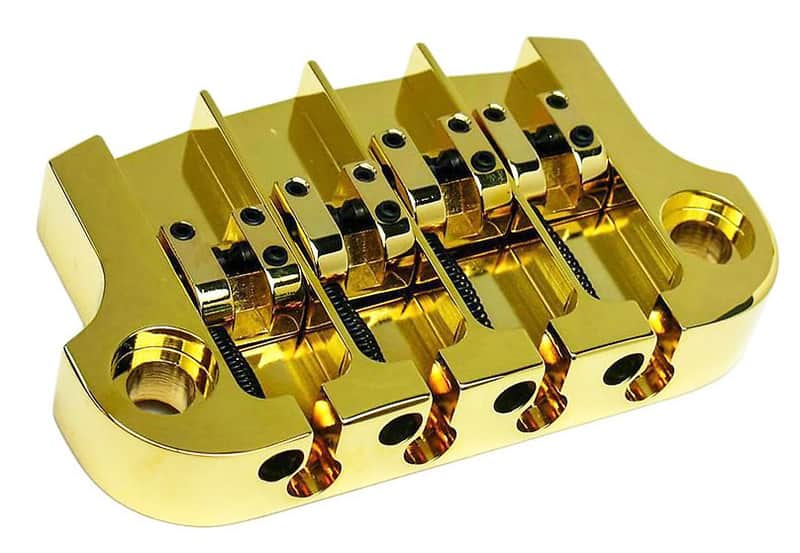Hipshot SuperTone 3-Point Replacement Bridge for 4-String Gibson Bass - GOLD image 1