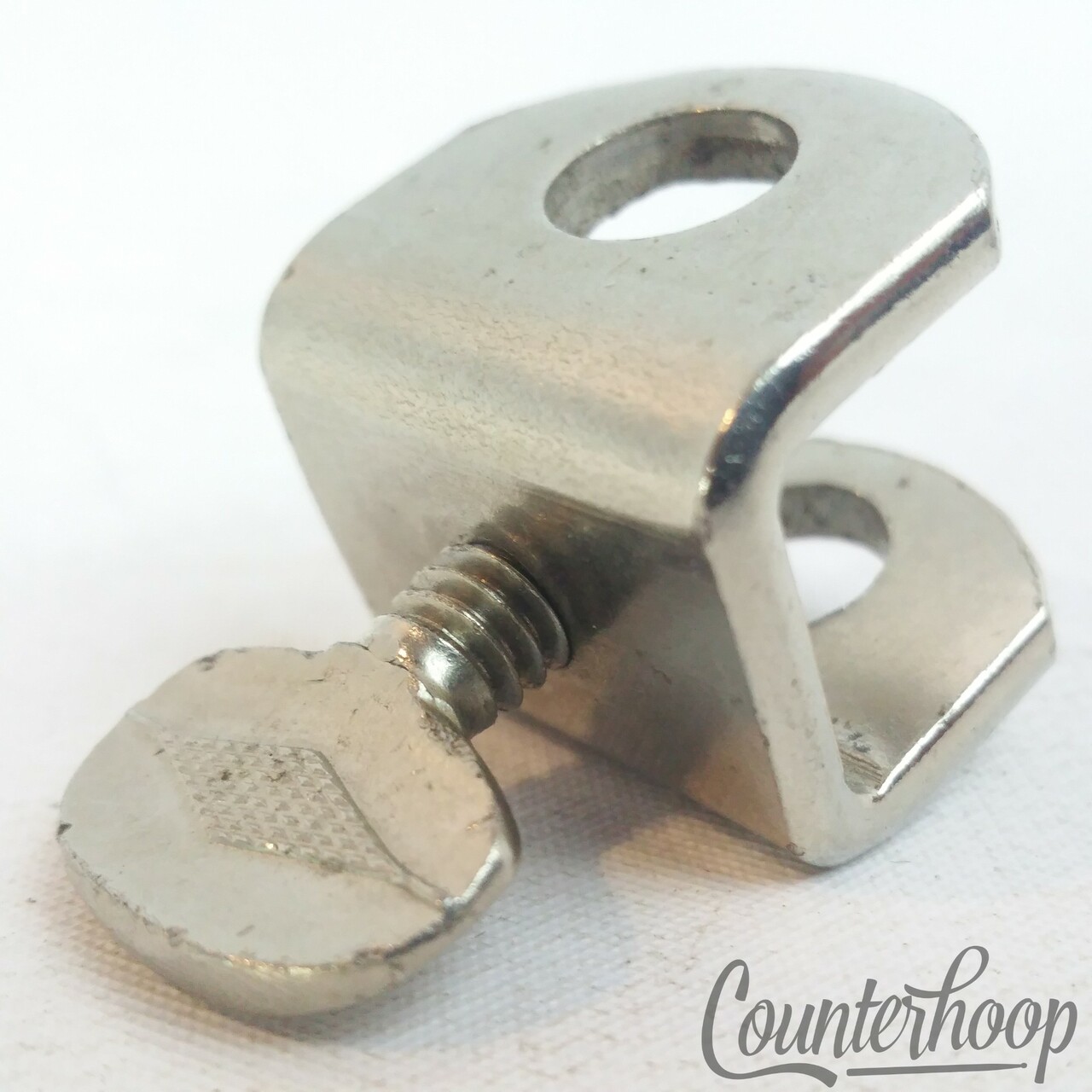 Slingerland Cowbell 3/8" Mounting Bracket Clamp Wing-Screw Mount Nickel Vintage — main photograph