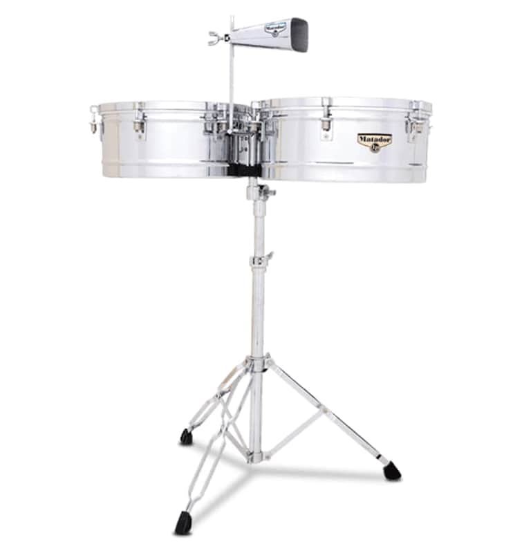 Lp Matador Timbales 14" & 15" Stainless Steel Shells, Chrome with Bell image 1