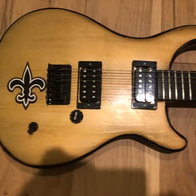Custom built PRS style Saints inspired electric guitar - black and gold image 2