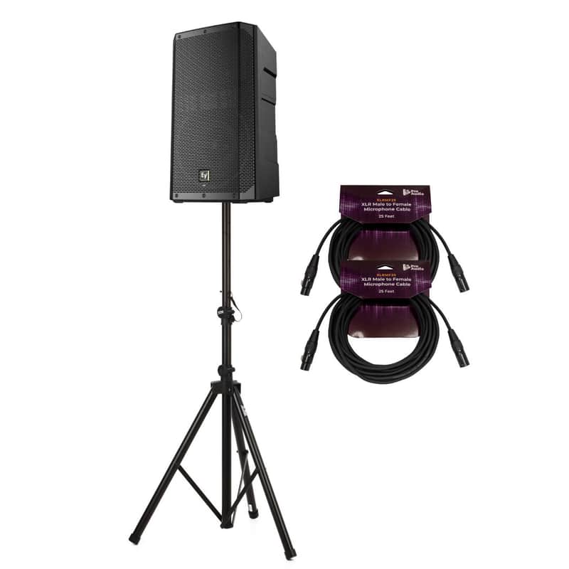 Electro Voice ELX200 12P 12 Inch Powered Loudspeaker and Speaker Stand Bundle image 1